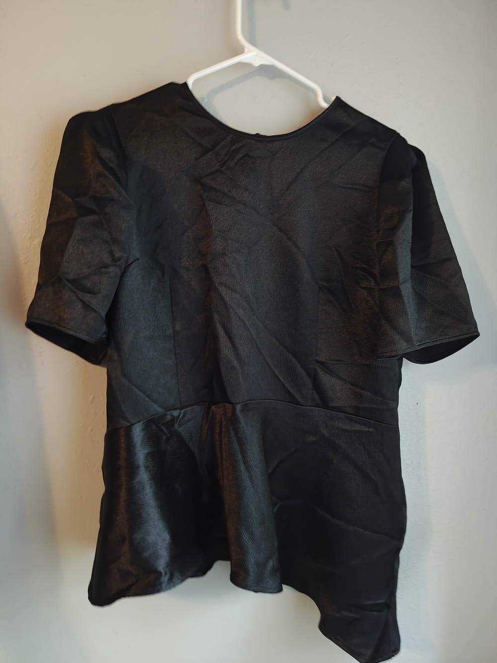 Express Black Short-Sleeve Peplum Blouse